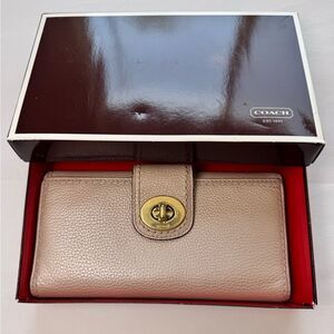 Coach Golden Taupe Pebble Leather Wallet Bifold